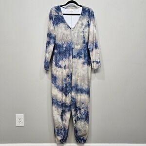 Natural Life Fleece Onesie Medium Tie Dye Plush Zip Pajama‎ Jumpsuit Cozy Soft